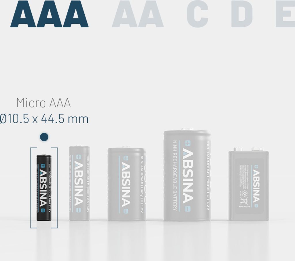 ABSINA 4x Akku AAA für Telefon 800 mAh - NiMH AAA Akkus Produktbild 4