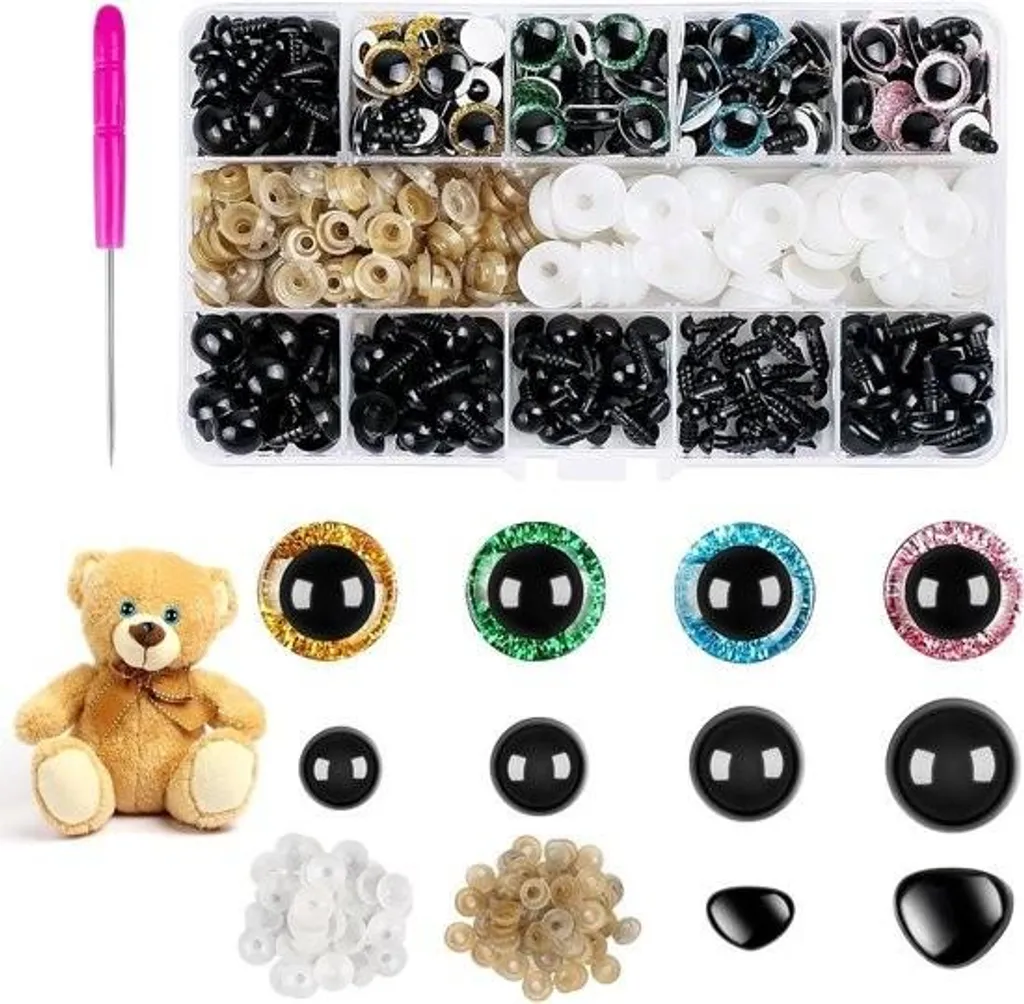 169 Yeux et Nez de Sécurité Scintillants 6-12mm pour Poupée Crochet