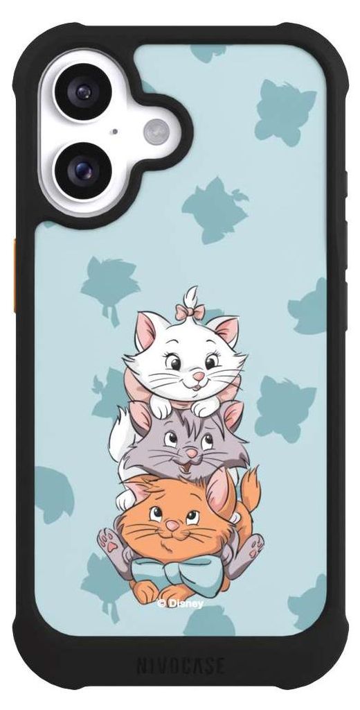 NIVOCASE Hülle für Apple iPhone 16 Stoßfeste Handyhülle NIVOmax Case Schwarz Aristocats Disney Katze