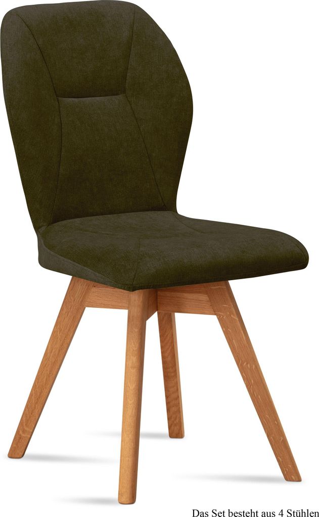 Esszimmerstuhl drehbar (4er-Set) Draga 51x92x60 Eiche geölt/Khaki