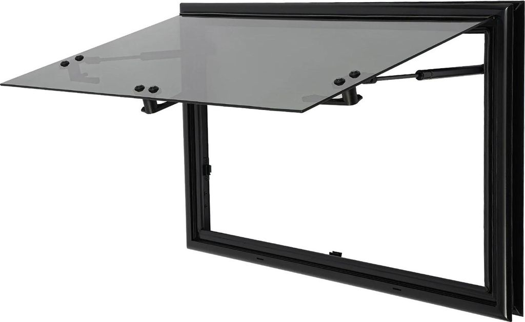 Caravan/Wohnmobil Ausstellfenster - Push-Out Fenster - Sonnenschutz & Fliegengitter - Aluminiumrahmen - 85° Öffnung - Schwarz
