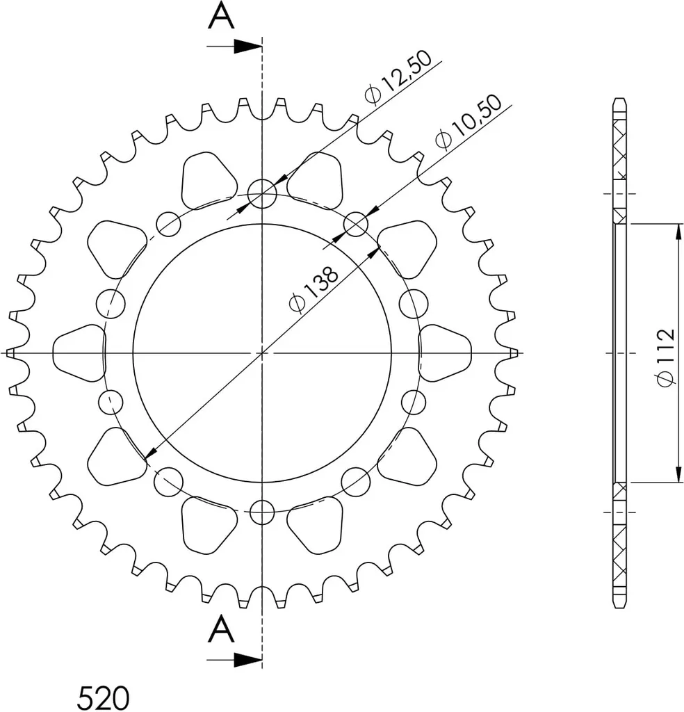 Couronne Supersprox 41Z en Aluminium Léger Pas 520 Noir Ultra Résistante