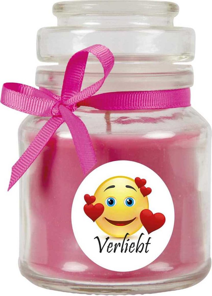 Duftkerze im Bonbonglas "Herzen", Duft: Lavendel ( Lila ), 120g - Brenndauer bis zu 30 Stunden