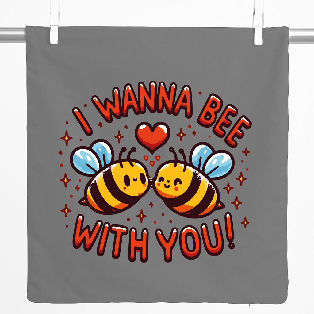Huuraa Kissenbezug Wanna Bee with you. Bienen 40x40cm Steel Grey Baumwolle Dekokissenbezug Geschenkidee