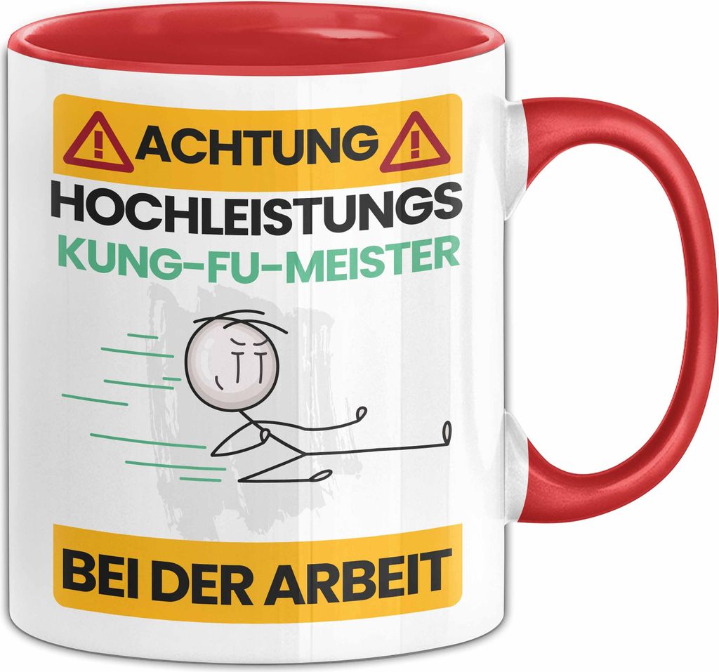 Kung-Fu-Meister Tasse Geschenk Lustiger Spruch Geschenkidee für Kung-Fu-Meister Achtung Hochleistungs Kung-Fu-Meister Bei Der Arbeit (Rot)