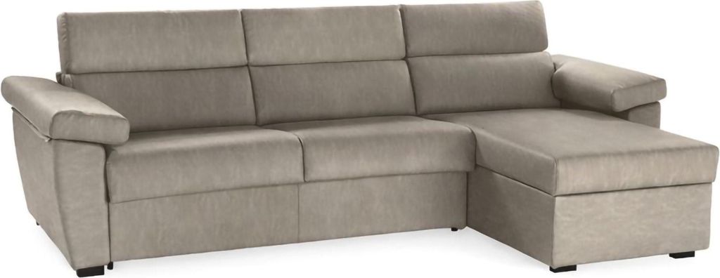 Ceto - Feste Sofa mit Récamiere, 285x160 cm in Taupegrau, Abnehmbar Italy