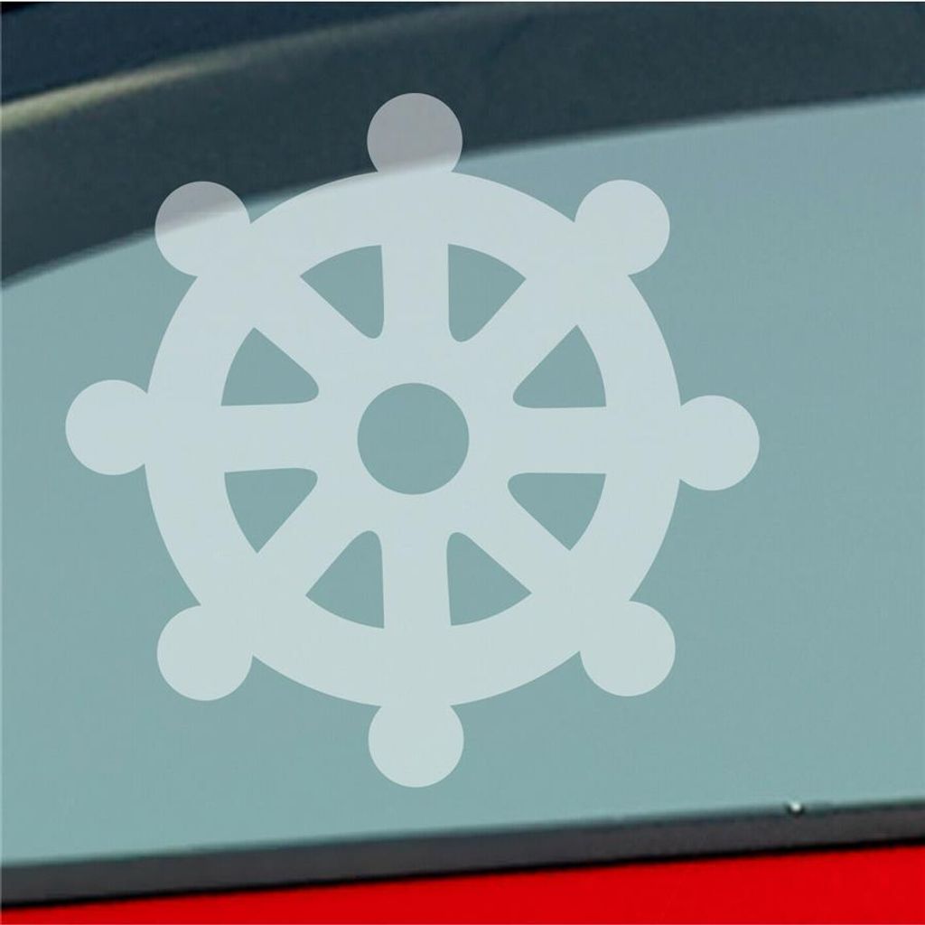 Auto Aufkleber Dharmachakra Buddha Rad Zeichen 10x10 cm Milchglas Sticker Heckscheibenaufkleber