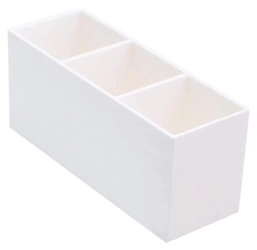 Rangement pinceaux maquillage acrylique blanc triple bac haute qualité