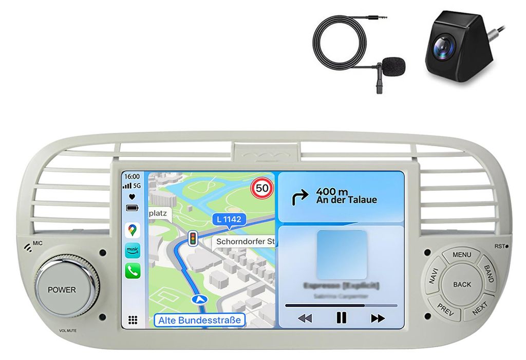 Per Fiat 500 2007-2015, autoradio da 2+64 GB con CarPlay, Immagine del prodotto 