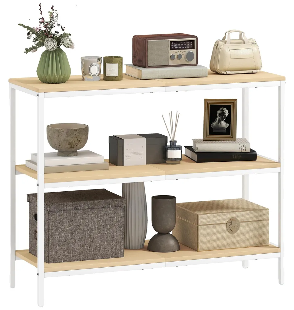 Table console moderne blanche de style minimaliste avec étagères MC-40