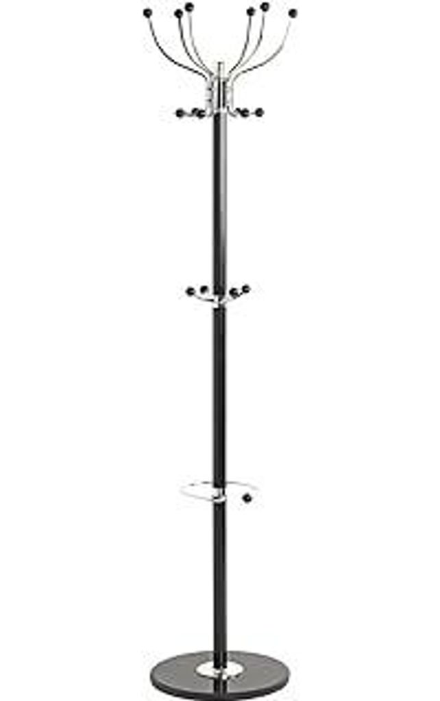 HAKU Möbel Garderobenständer, chrom, schwarz, Marmor, Metall - Maße: H 176 x Ø 38 cm, Style: Modern