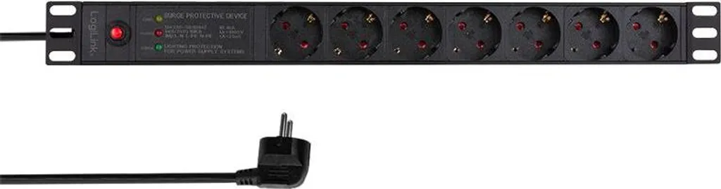 Logilink Steckdosenleiste 7-fach 19 pouces avec filtre secteur noir