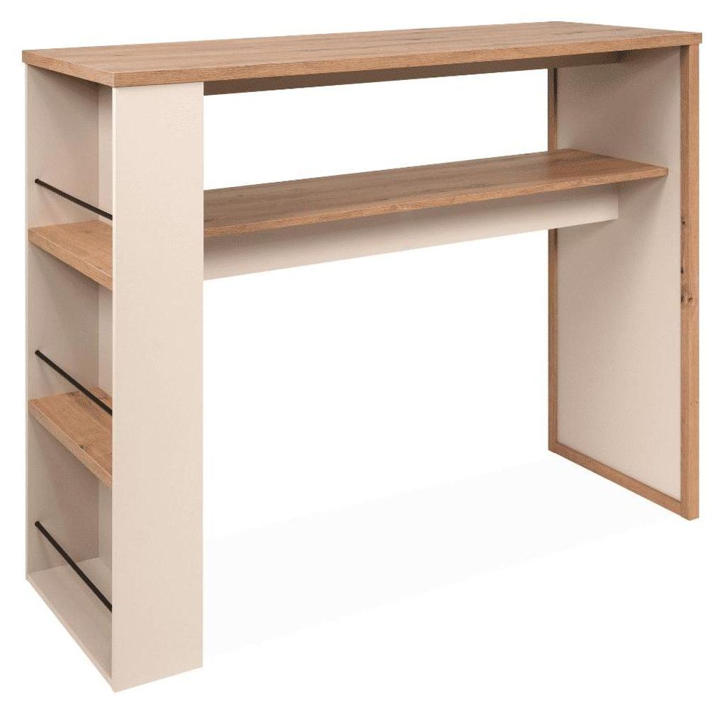Bar-Tisch 4 Fächer, Eicheneffekt und Kaschmir, L 110 cm - NOLAN