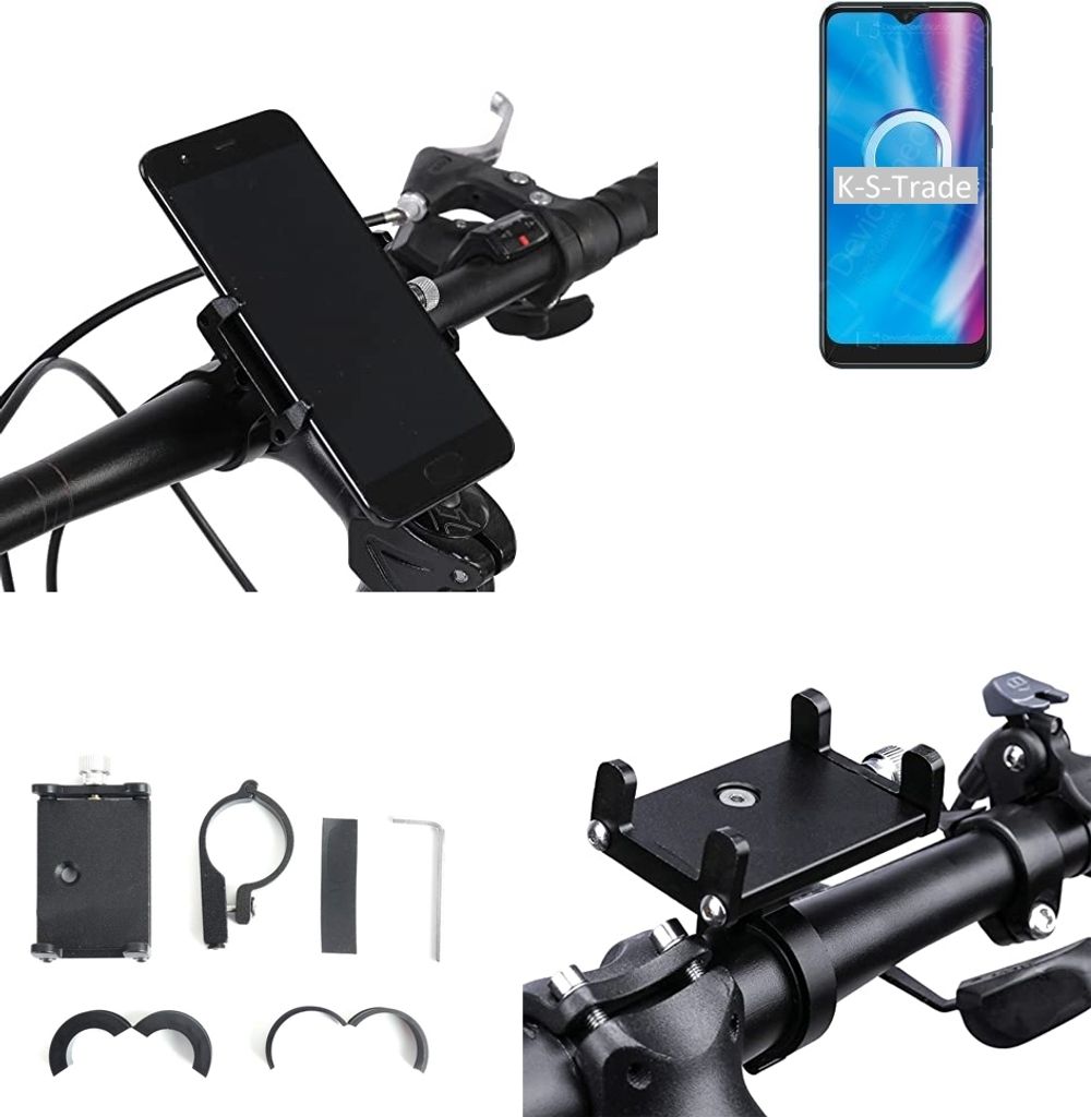 K-S-Trade Handyhalterung für das Fahrrad kompatibel mit Alcatel 1V (2020) Halter Lenkstange Fahrradhalterung Motorrad Bike Mount Befestigung