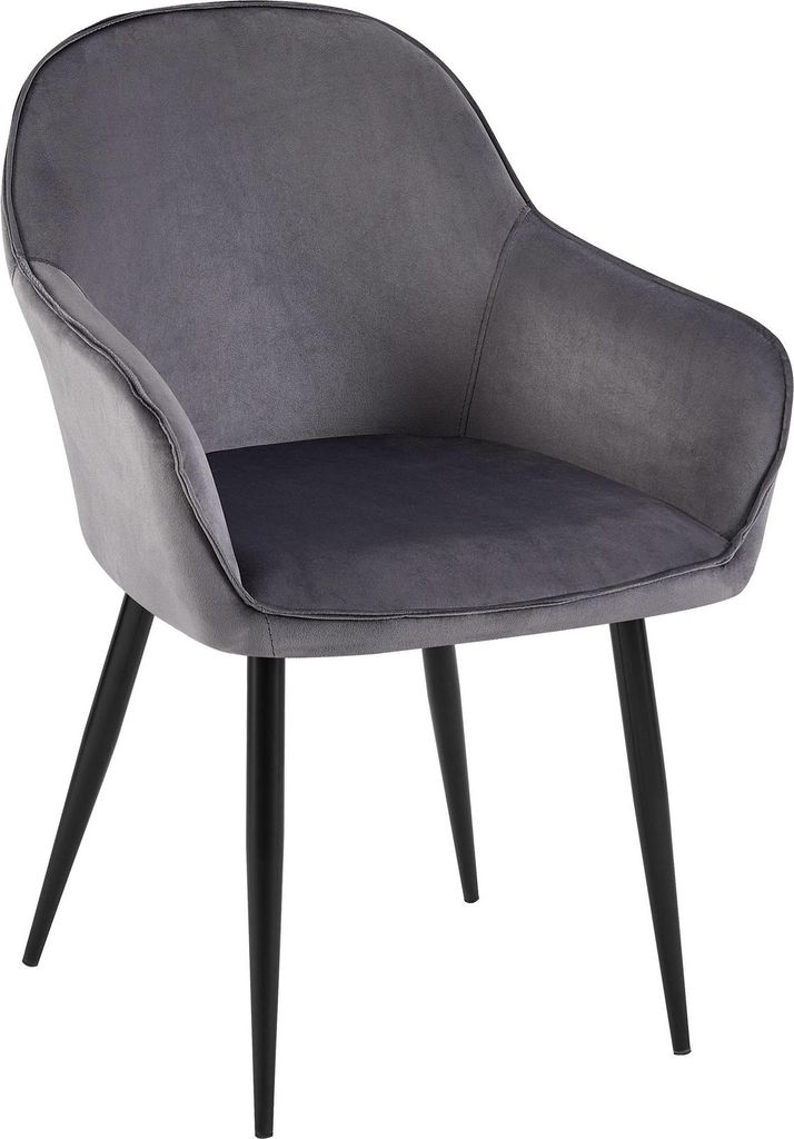 Esszimmerstuhl GENIM - Samt Dunkelgrau 60x60x84 cm | Essstühle Esszimmerstühle Küchenstühle Wohnzimmerstühle