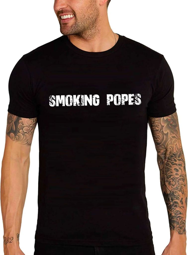 Herren Grafik T-Shirt Rauchende Päpste – Smoking Popes – Öko-Verantwortlich Vintage Jahrgang Kurzarm Lustige Druck Geburtstag Geschenk Mann