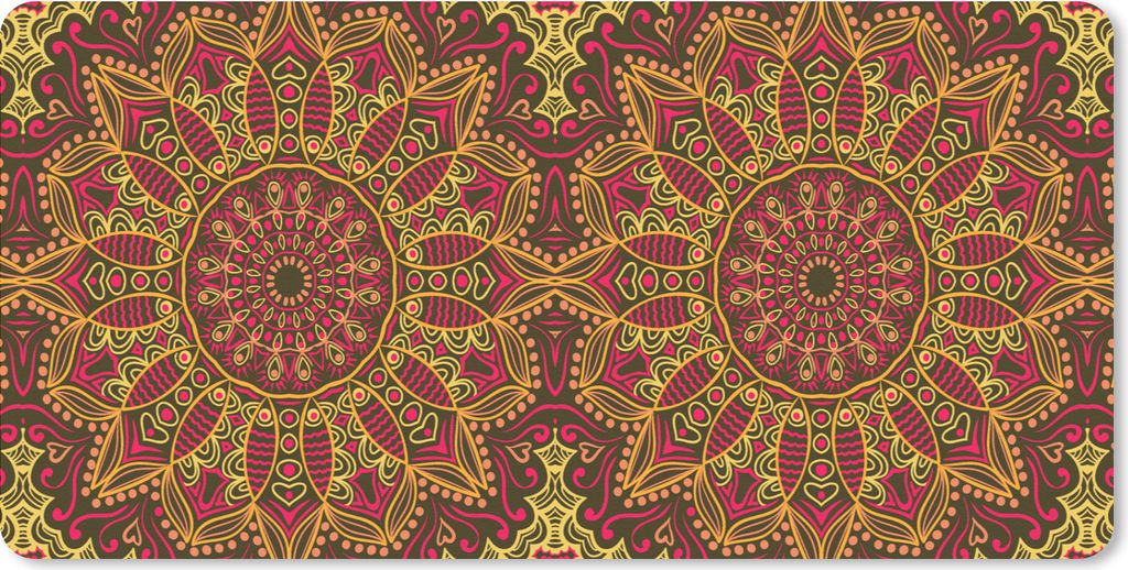 MuchoWow Schreibtischunterlage Muster - Mandala - Pflanzen 80x40 cm - XXL Mauspad - Gaming Mauspad