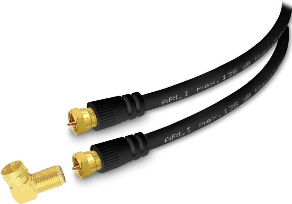 2m ARLI HD Sat Winkel Anschlusskabel schwarz – max. 135 dB 5-fach geschirmt | vergoldete F-Stecker & Winkeladapter | DVB-S2 DVB-T2 4K 8K Antennen...