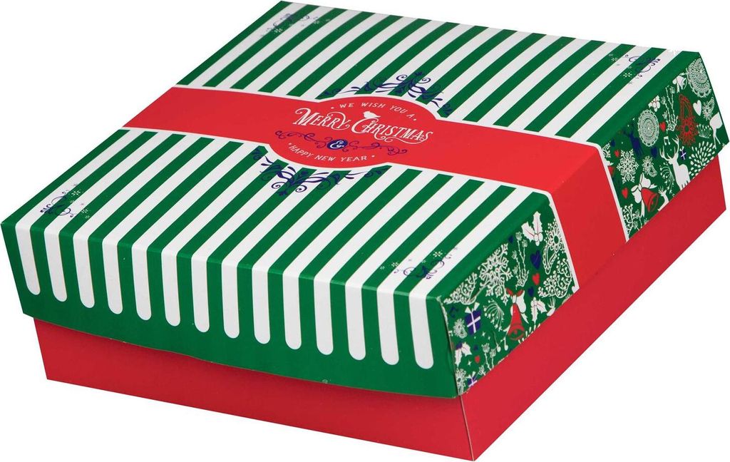 190x Keksbox Gebäckkarton mit Alubeschichtung "Weihnachten" 220 x 220 x 80mm