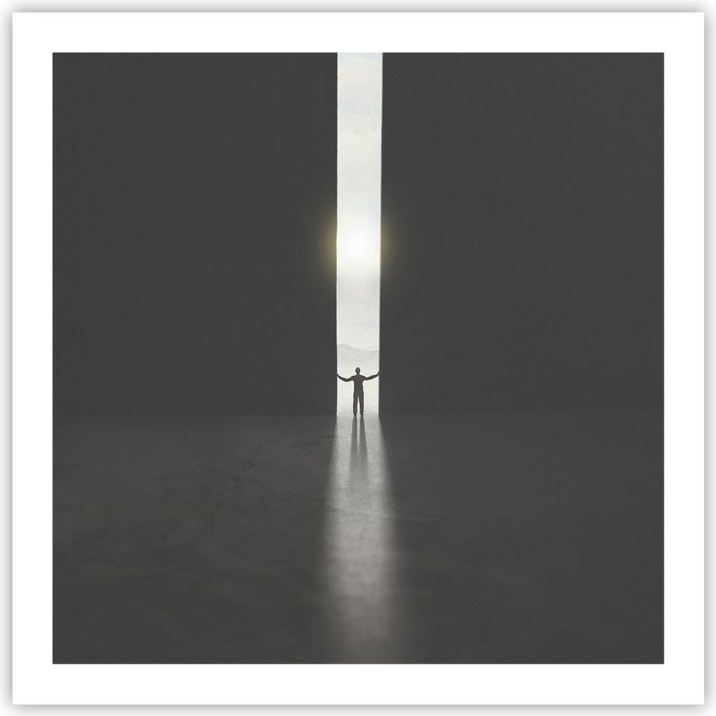 Poster - Poster ohne Rahmen - Tor Mensch Licht - 60x60 cm - Wand Bild - Wanddeko - Wandbilder - Kunstposter - Wandposter - Bilder - Kunstdruck - Wa...