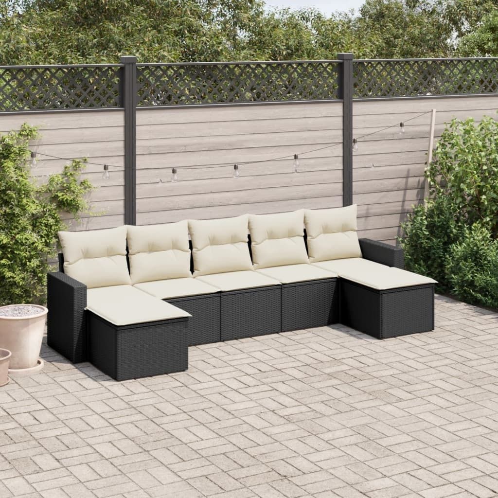 Maison Exclusive - 7-tlg. Garten-Sofagarnitur mit Kissen Schwarz Poly Rattan