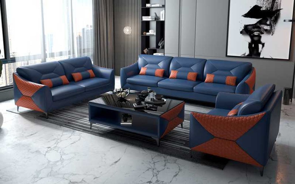 Sofagarnitur 321 Sitzer Blau Modern JVmoebel Produktbild 