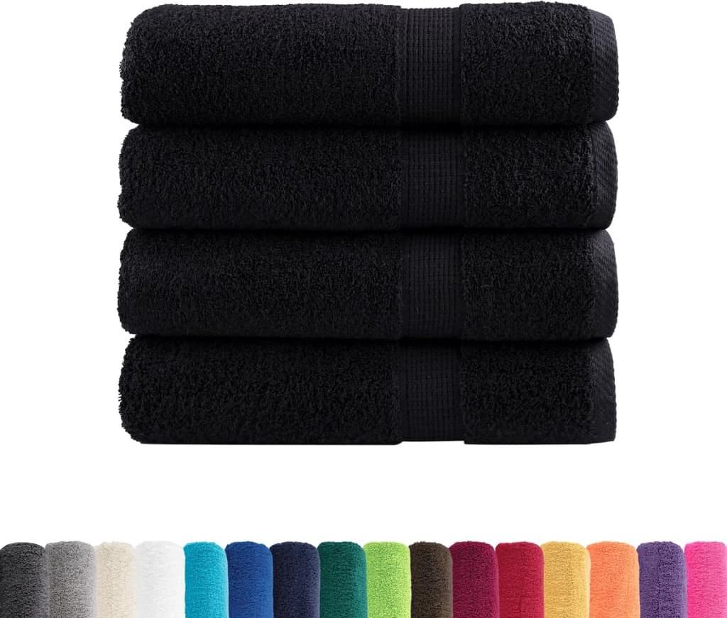 vidaXL Premium-Duschtücher SOLUND 4 Stk. Schwarz 70x140 cm 600 g/m²