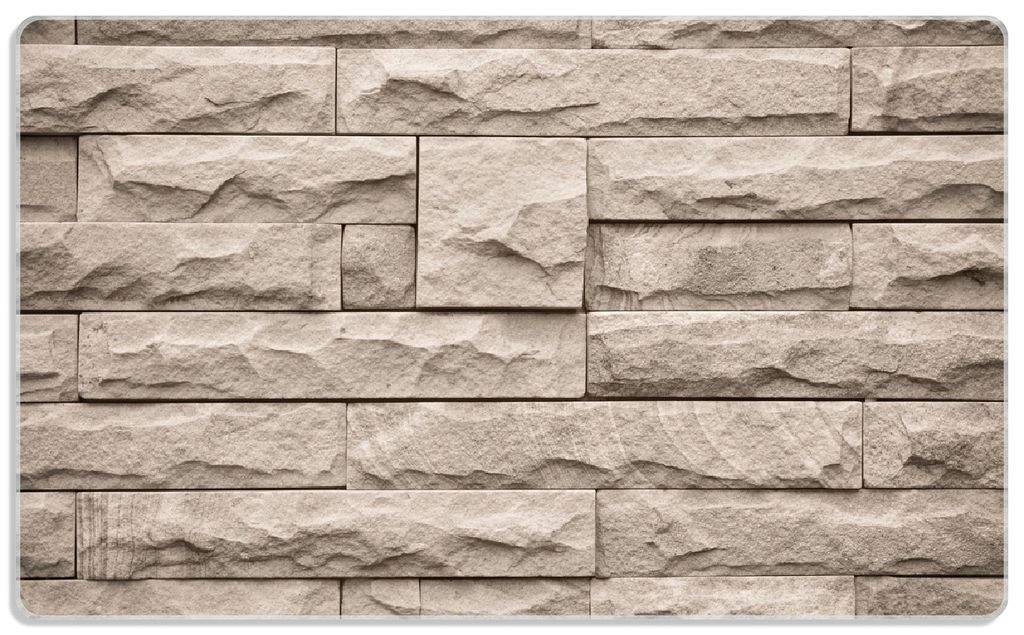 Wallario Frühstücksbrettchen aus Glas, je 14 x 23 cm, mit rutschfesten Füßen, Motiv Steinwand grau-braun