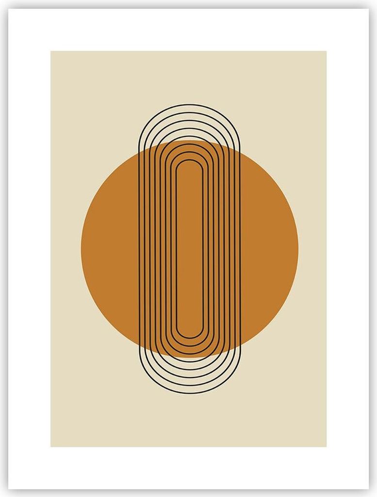 Poster - Poster ohne Rahmen - Stück Geometrisch Orange - 30x40 cm - Wand Bild - Wanddeko - Wandbilder - Kunstposter - Wandposter - Bilder - Kunstd...