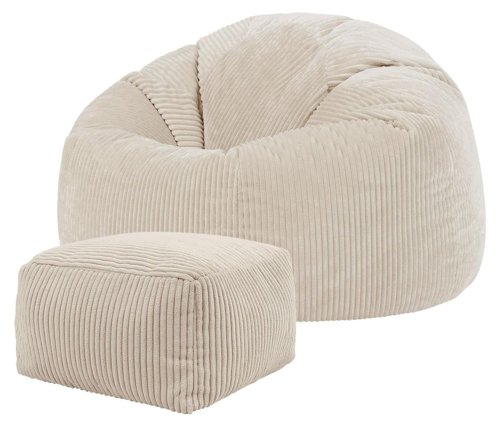 Icon Kingston: Zitzak en hocker met vulling, beige Productafbeelding 