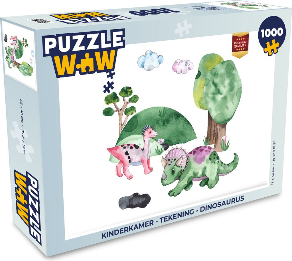 MuchoWow Puzzle 1000 Teile Kinderzimmer - Zeichnung - Dinosaurier - Jungen - Mädchen - Kinder - Erwachsene - Rätsel