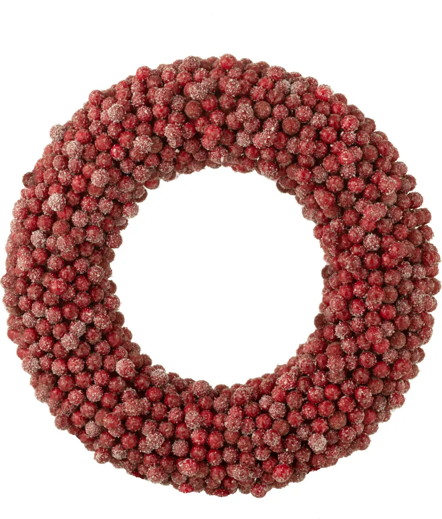 Couronne de Baies Rouges J-Line Couronne Ronde en Plastique Large