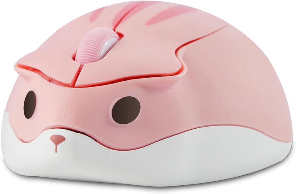 Kabellose Maus Cute Cartoon Hamster Shape Mouse Portable Travel 2.4GHz 1200DPI Optical Cordless Mouse mit USB-Empfänger Compact Silent Mäuse Rosa