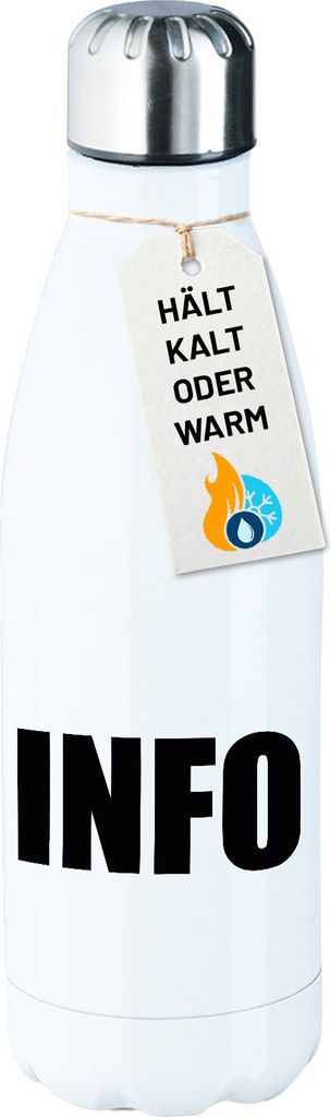 Huuraa Trinkflasche Info Symbol 500ml White Edelstahl Wasserflasche Trinkflasche Geschenkidee