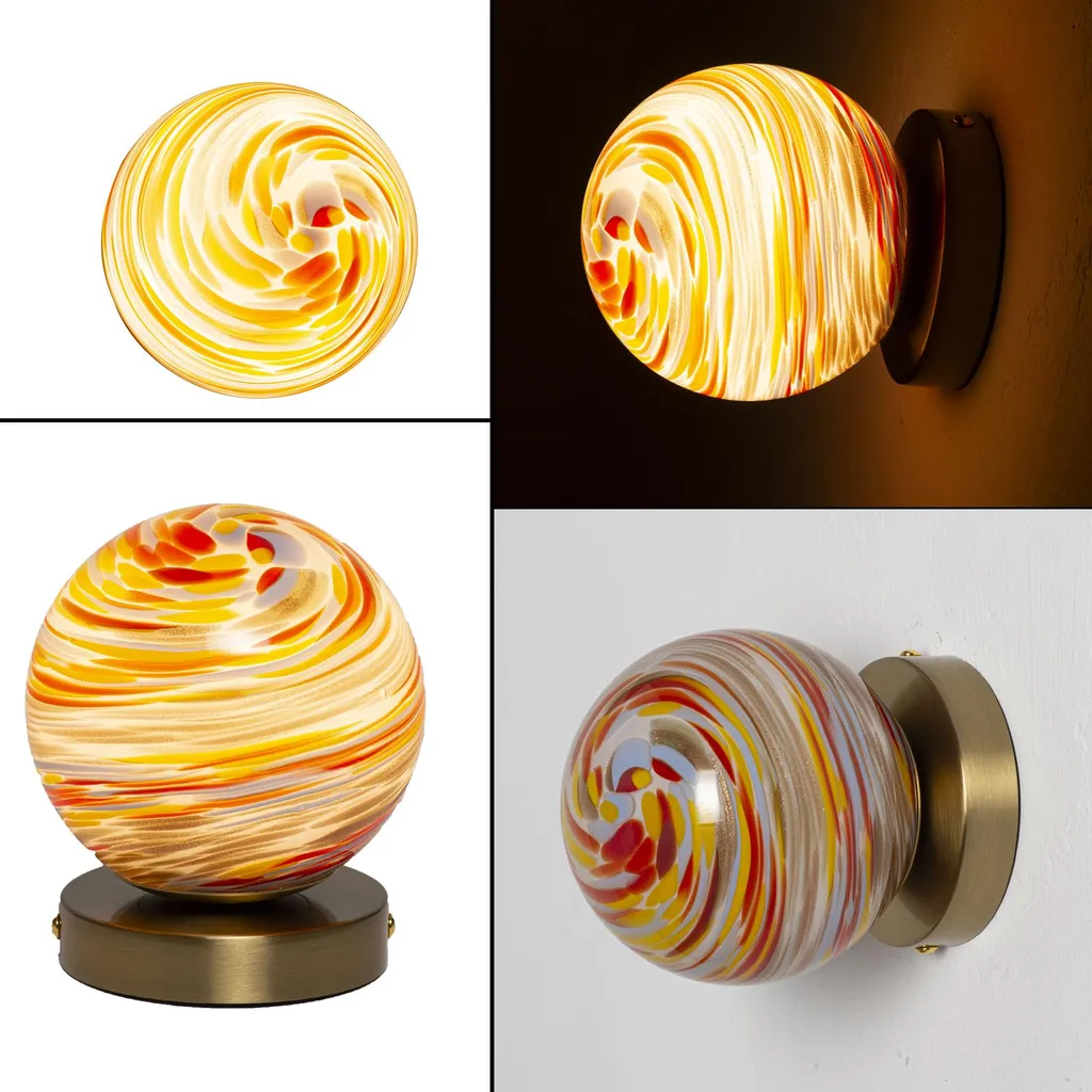 Applique murale multicolore en verre Ø12 cm G9 pour salon moderne