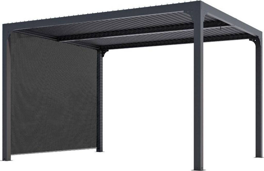 Pergola Bioclimatique Aluminium Gris Anthracite avec Rideau Image du produit 
