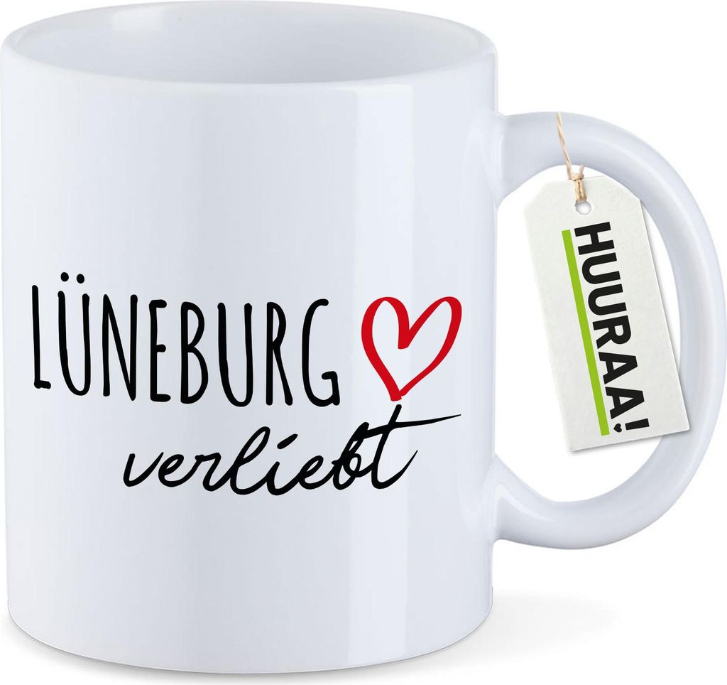 Huuraa Tasse Lüneburg verliebt Geschenk 330ml Weiß Lüneburg Präsent