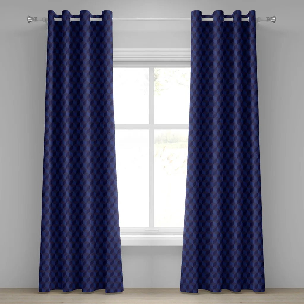 Rideaux décoratifs 2 panneaux 280x245 cm Impression 3D Cubique Bleu