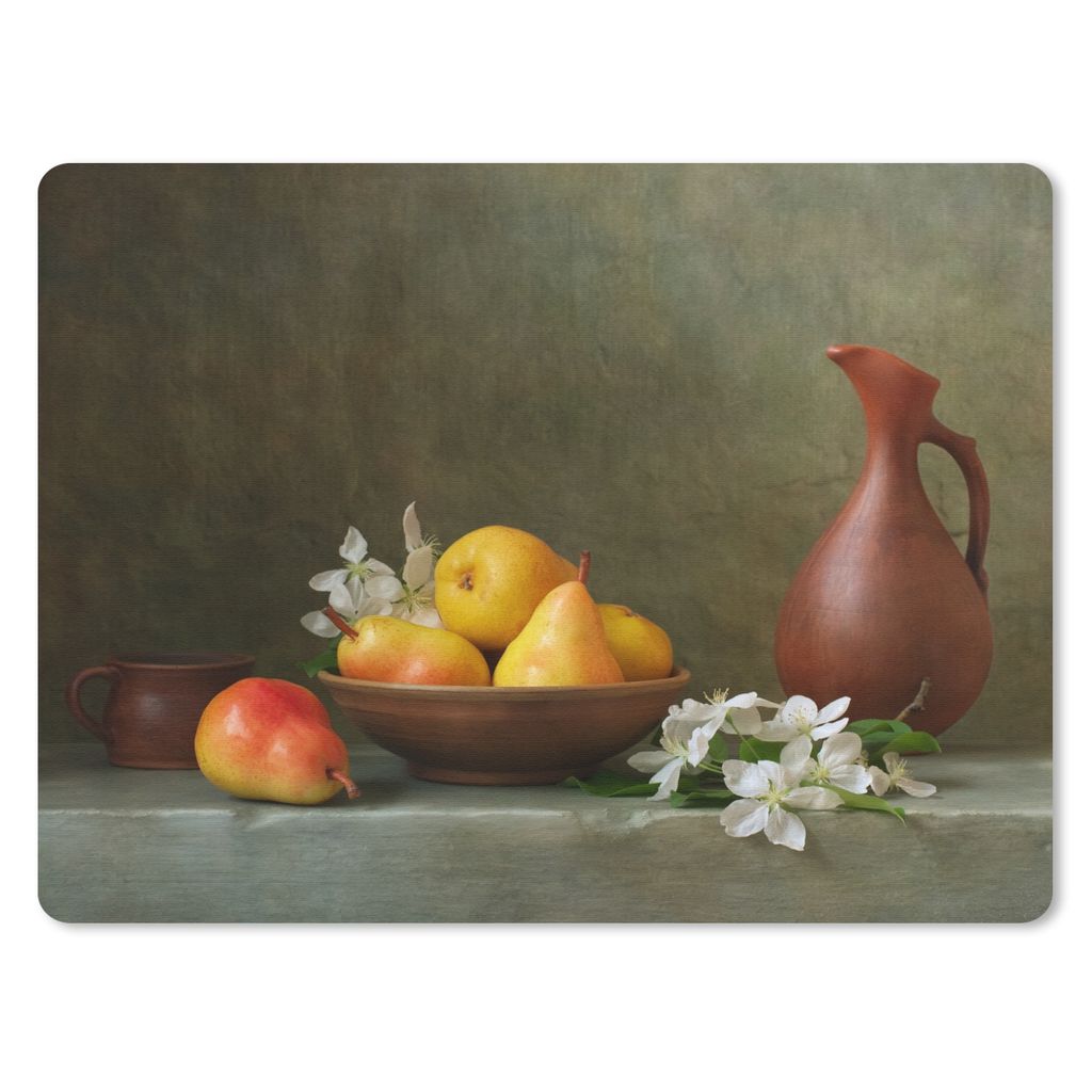 MuchoWow Mauspad Mousepad Stilleben - Schale - Birnen 23x19 cm - Mousepads - Maus Mat - Pad - Mausunterlage - Schreibtischunterlage - Mauspad