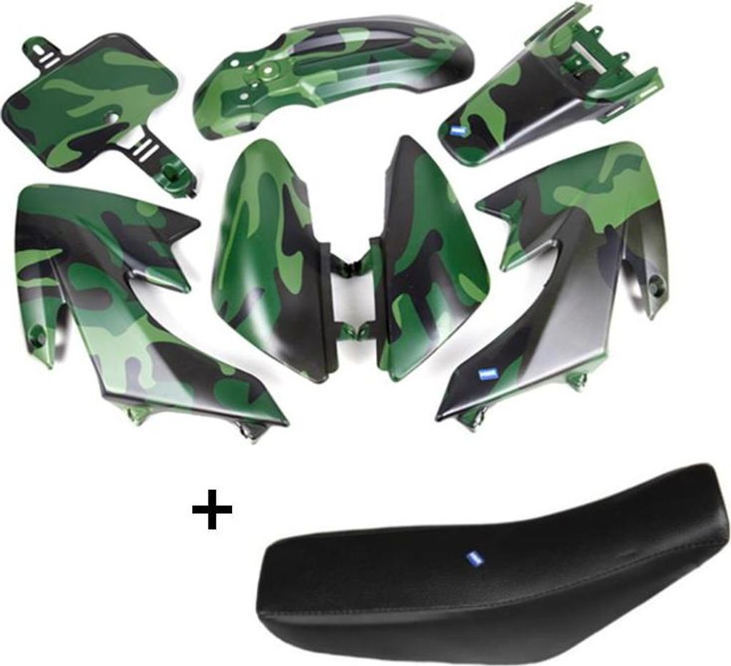 Verkleidung SET 110ccm Tarn Typ1 + Sitzbank SW Typ3 Dirt Bike Pit Bike HMParts