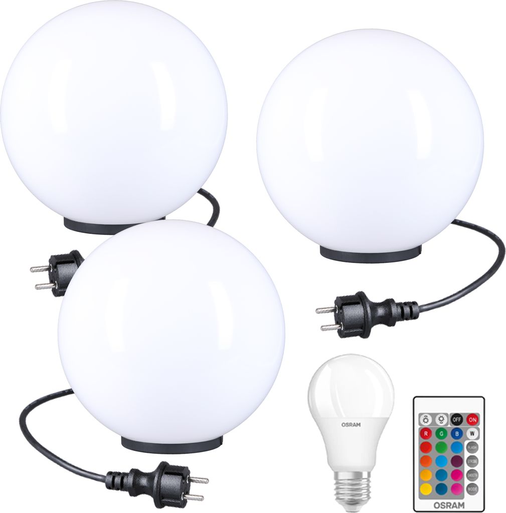 Kugelleuchten Kugellampen RGB 3er Set Ø 40cm LED Außenleuchten Garten Lampe