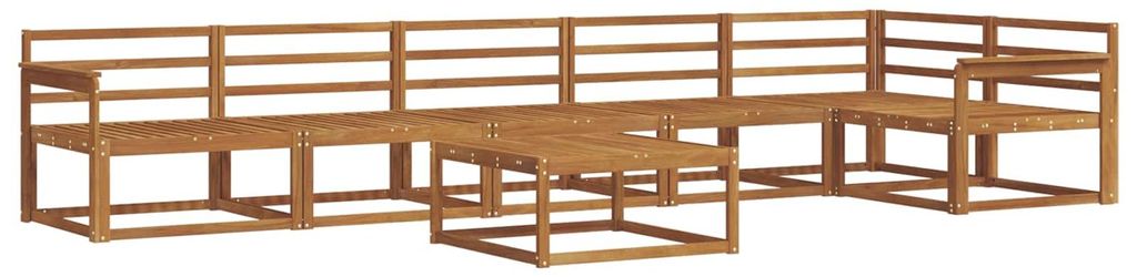 (Robust Möbel)Outdoor-Sofa garnitur moderne - Balkonmöbel/Gartenlounge-Set - robust und langlebig - 7 pcs Natur Massivholz Akazie - Gartensofas S...