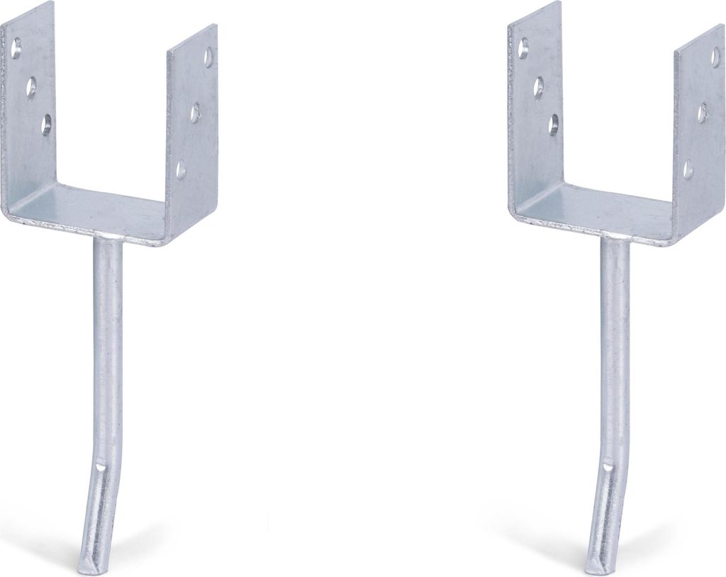 Alberts 2 x U-Pfostenträger mit Rundstahl-Betonanker, 91x104 mm, Betonanker 200 mm, feuerverzinkt, zum Einbetonieren