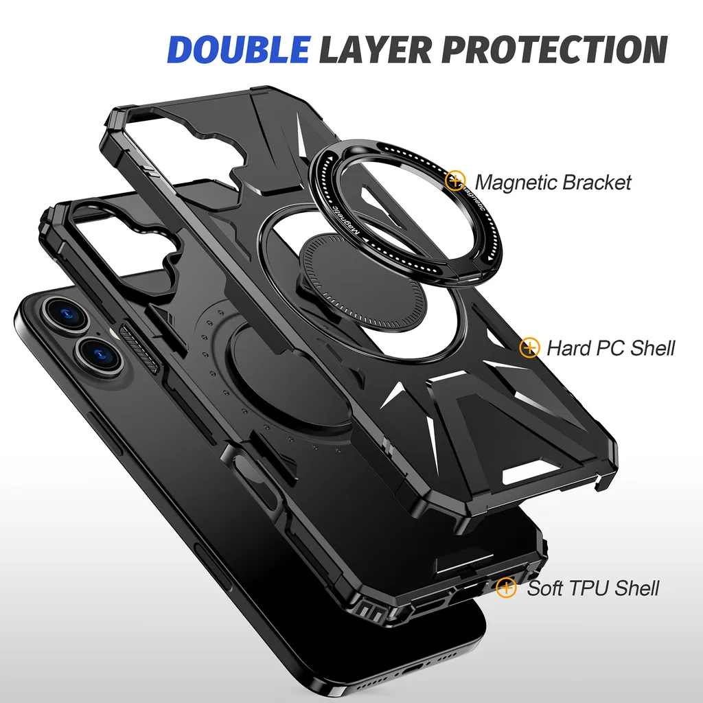Cover Antiurto iPhone 16 Plus MagSafe Dual Layer con Ring Stand - 3