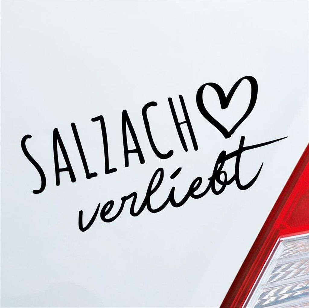 Auto Aufkleber Salzach verliebt Herz Fluss Wasser Water Liebe Car 19x8 cm Schwarz Glanz Sticker Heckscheibenaufkleber