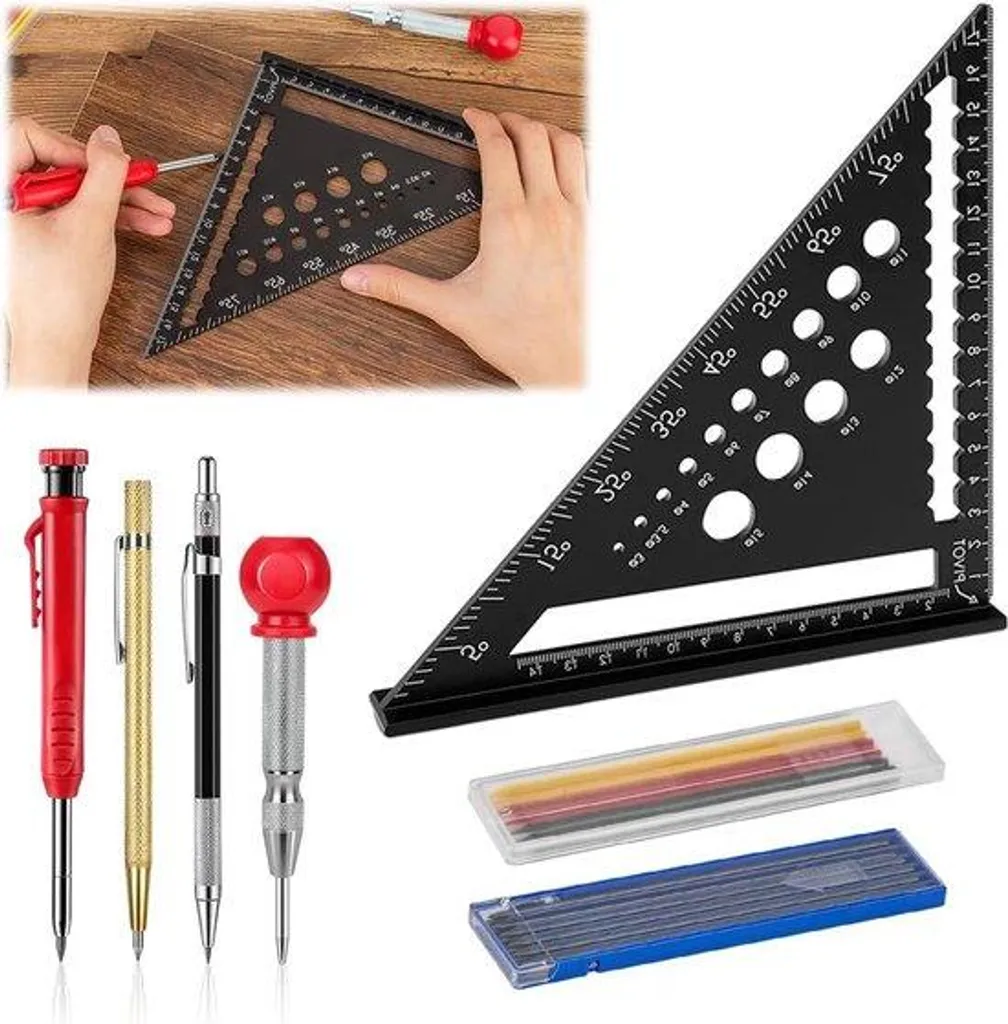 Boîte à outils métrique 18 cm complète avec compas et rapporteur