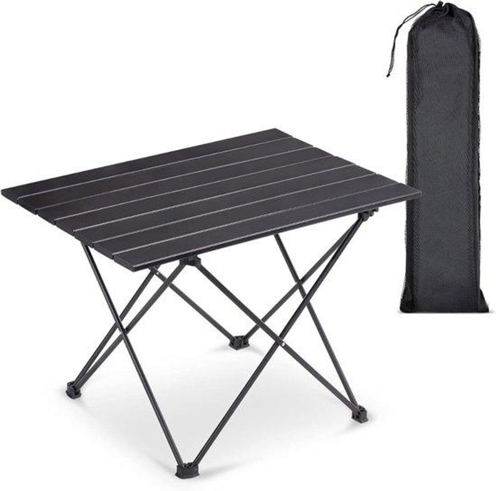 Famanu Campingtafel - Klappbare Aluminium Picknicktafel - Schwarz