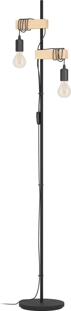 Lampada Piantana Industriale Eglo Townshend 43516 Nero e Marrone