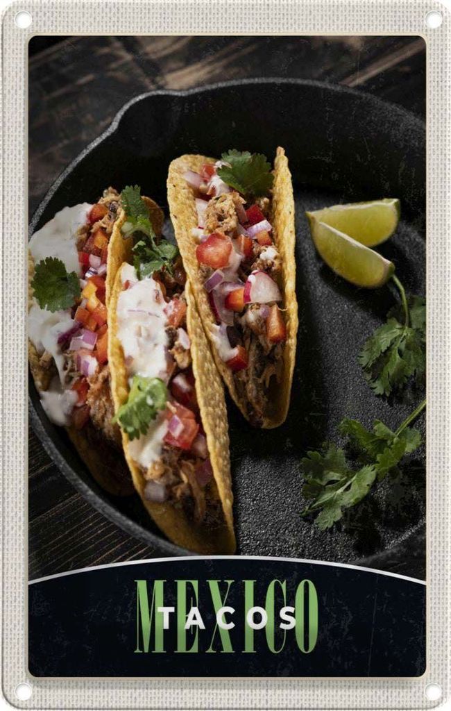 vianmo Blechschild 18x12 cm Mexiko USA Amerika Tacos Gerichte