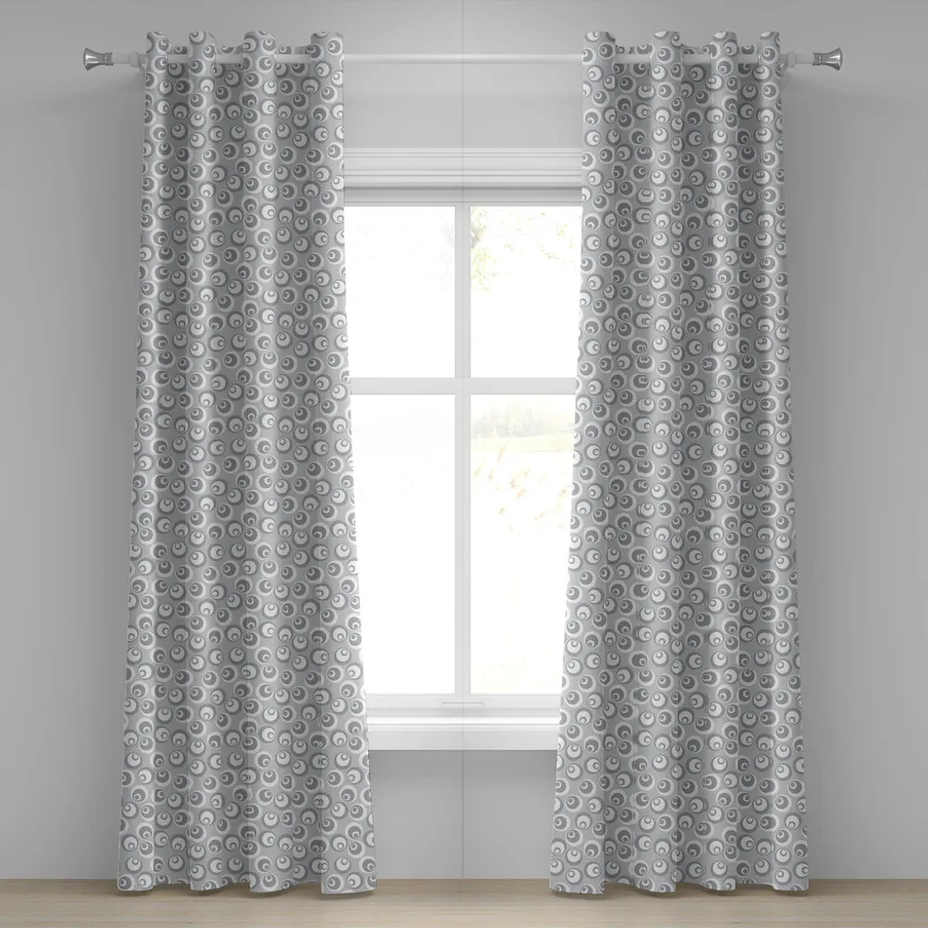 Rideau psychédélique moderne à œillets en tissu blanc gris durable